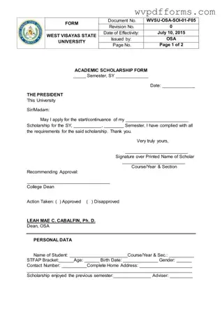 Free Application Of Wvsu Template