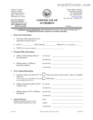 Free West Virginia Cf 1 Template