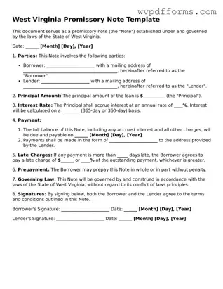 West Virginia Promissory Note Template