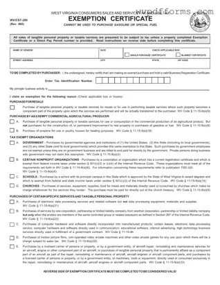 Free Wv Tax Exempt Template