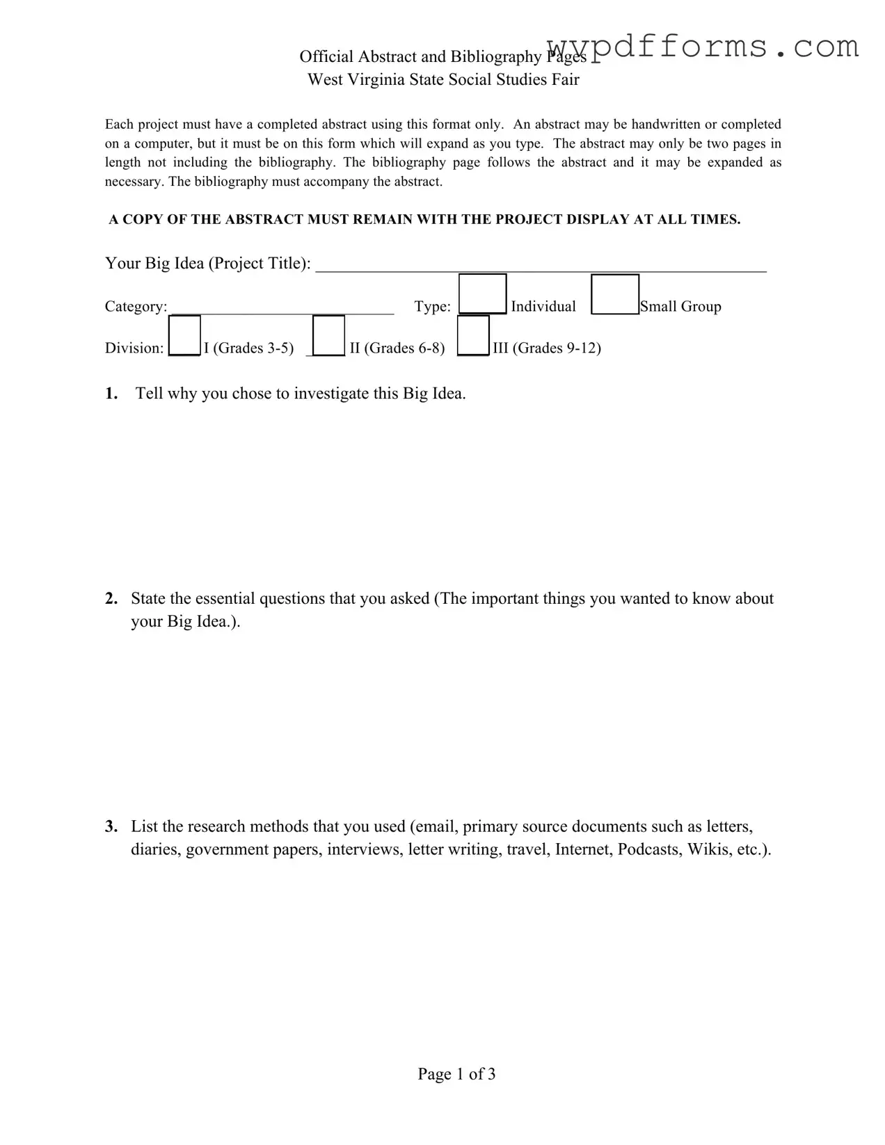 Free West Virginia Abstract Social Studies Fair Template