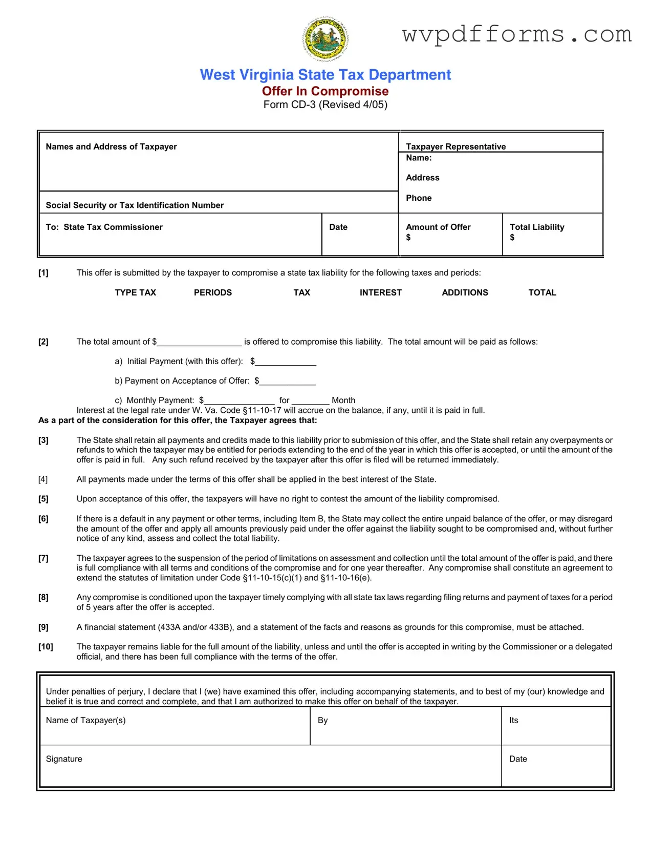 Free West Virginia Cd 3 Template