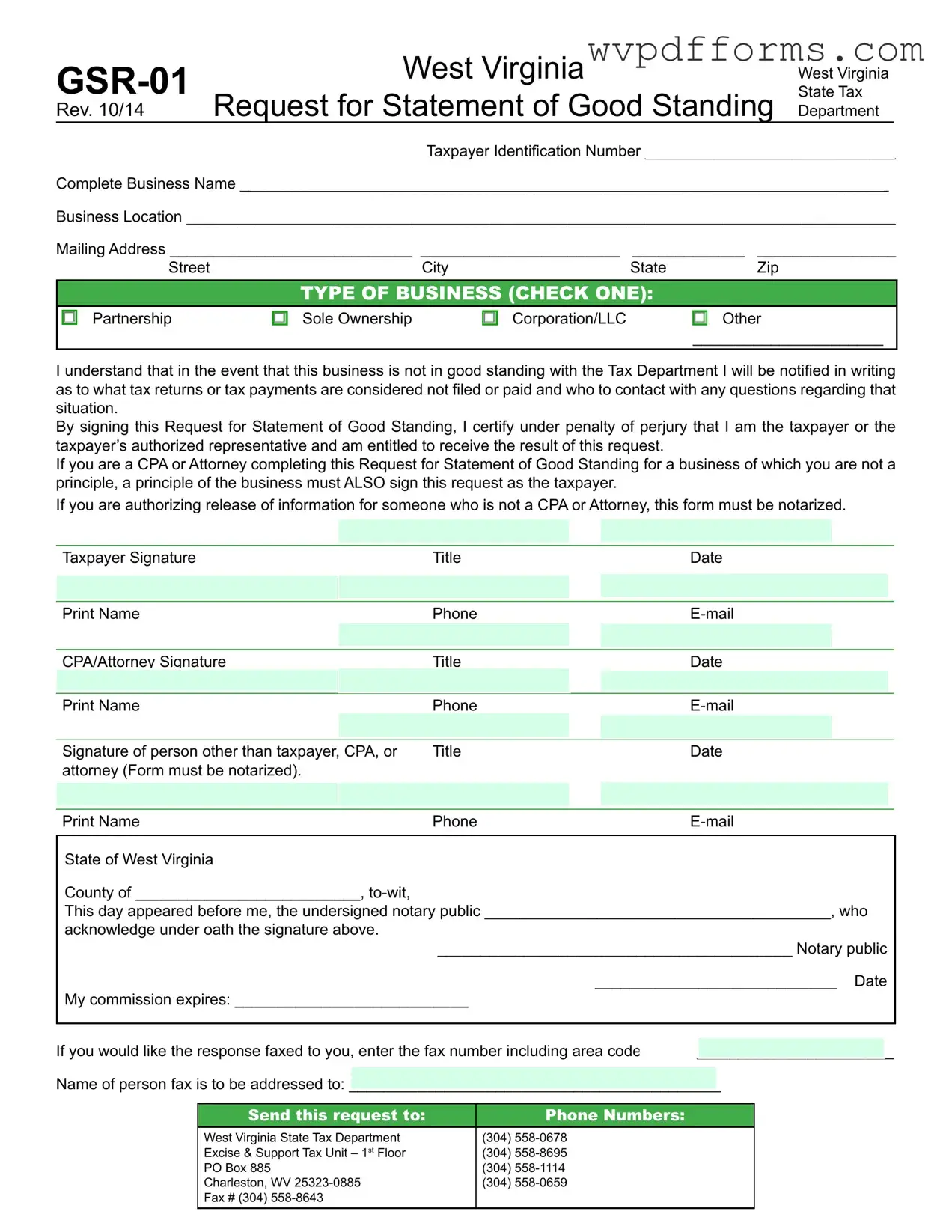 Free West Virginia Gsr 01 Template