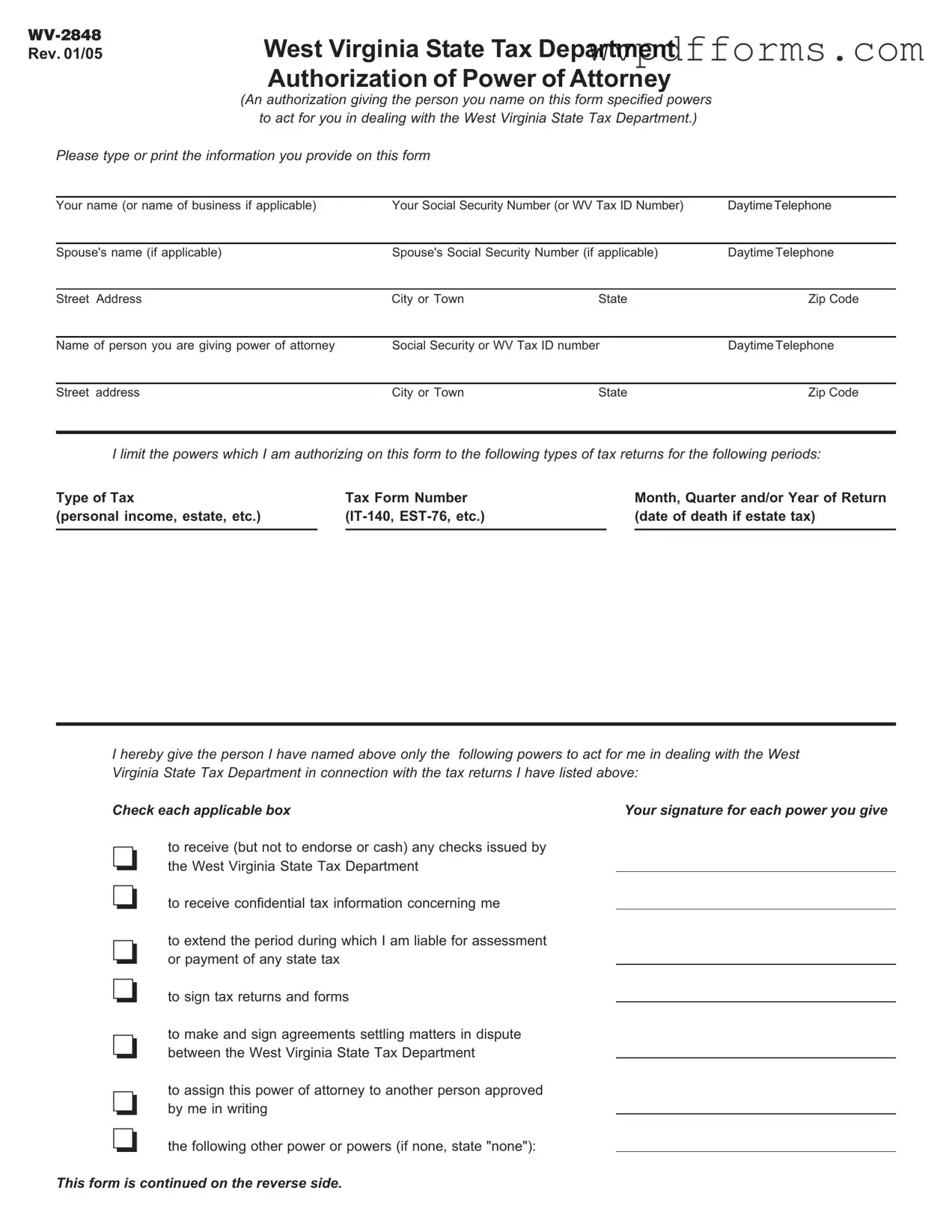 Free Wv 2848 Template