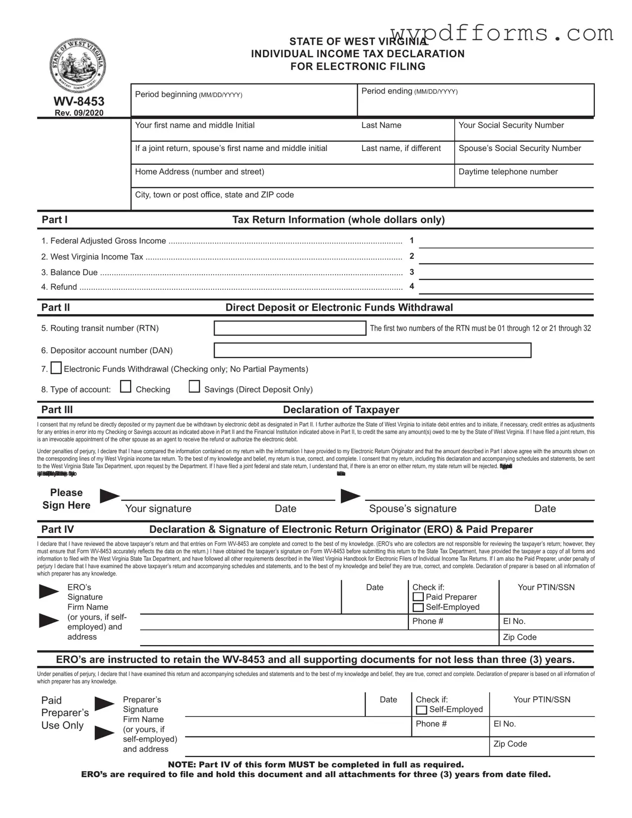 Free Wv 8453 Template