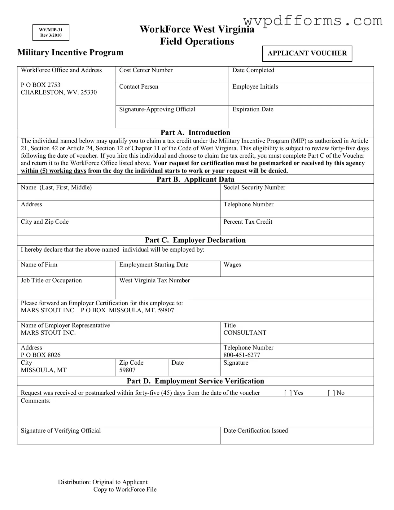 Free Wv Mip 31 Template