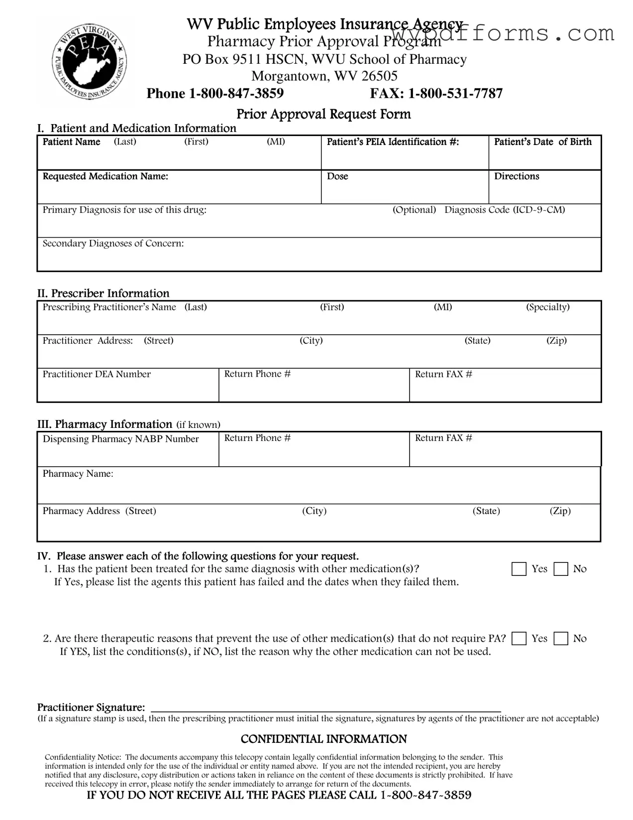 Free Wv Peia Prior Authorization Template